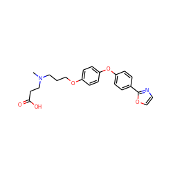 CN(CCCOc1ccc(Oc2ccc(-c3ncco3)cc2)cc1)CCC(=O)O ZINC000013475301