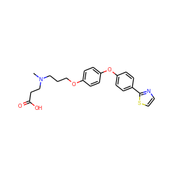 CN(CCCOc1ccc(Oc2ccc(-c3nccs3)cc2)cc1)CCC(=O)O ZINC000013475302