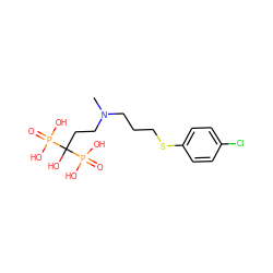 CN(CCCSc1ccc(Cl)cc1)CCC(O)(P(=O)(O)O)P(=O)(O)O ZINC000026748203