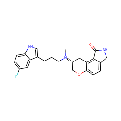 CN(CCCc1c[nH]c2ccc(F)cc12)[C@H]1COc2ccc3c(c2C1)C(=O)NC3 ZINC000045338601