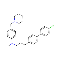 CN(CCCc1ccc(-c2ccc(Cl)cc2)cc1)c1ccc(CN2CCCCC2)cc1 ZINC000473108556