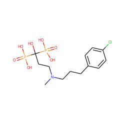 CN(CCCc1ccc(Cl)cc1)CCC(O)(P(=O)(O)O)P(=O)(O)O ZINC000026747765