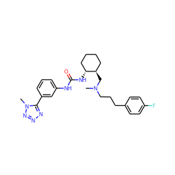 CN(CCCc1ccc(F)cc1)C[C@@H]1CCCC[C@H]1NC(=O)Nc1cccc(-c2nnnn2C)c1 ZINC000029039113