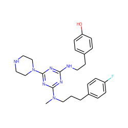 CN(CCCc1ccc(F)cc1)c1nc(NCCc2ccc(O)cc2)nc(N2CCNCC2)n1 ZINC000013492566