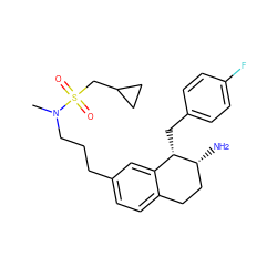 CN(CCCc1ccc2c(c1)[C@H](Cc1ccc(F)cc1)[C@H](N)CC2)S(=O)(=O)CC1CC1 ZINC000088260973