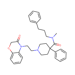 CN(CCCc1ccccc1)C(=O)C1(c2ccccc2)CCN(CCN2C(=O)COc3ccccc32)CC1 ZINC000028826474