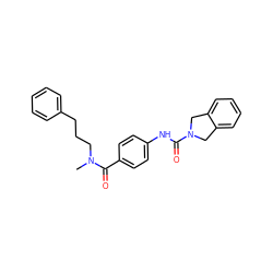 CN(CCCc1ccccc1)C(=O)c1ccc(NC(=O)N2Cc3ccccc3C2)cc1 ZINC000166886844