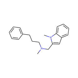 CN(CCCc1ccccc1)Cc1cc2ccccc2n1C ZINC000040861898