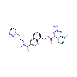 CN(CCCc1ccccn1)C(=O)c1cnc2c(CNC(=O)c3nc(N)nc4c(F)cccc34)cccc2c1 ZINC000653803778