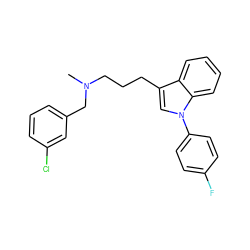 CN(CCCc1cn(-c2ccc(F)cc2)c2ccccc12)Cc1cccc(Cl)c1 ZINC000040943219