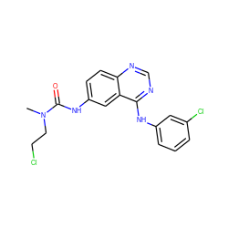 CN(CCCl)C(=O)Nc1ccc2ncnc(Nc3cccc(Cl)c3)c2c1 ZINC000034800042