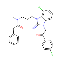 CN(CCCn1c(=N)n(CC(=O)c2ccc(Cl)cc2)c2cccc(Cl)c21)C(=O)Cc1ccccc1 ZINC000029125513