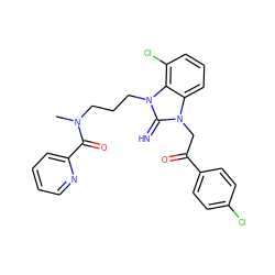 CN(CCCn1c(=N)n(CC(=O)c2ccc(Cl)cc2)c2cccc(Cl)c21)C(=O)c1ccccn1 ZINC000029126032