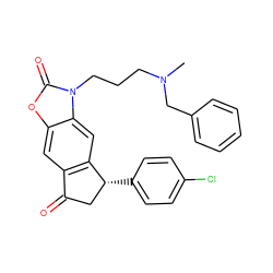 CN(CCCn1c(=O)oc2cc3c(cc21)[C@H](c1ccc(Cl)cc1)CC3=O)Cc1ccccc1 ZINC000299819826