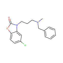 CN(CCCn1c(=O)oc2ccc(Cl)cc21)Cc1ccccc1 ZINC000299867926