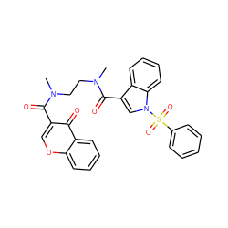 CN(CCN(C)C(=O)c1cn(S(=O)(=O)c2ccccc2)c2ccccc12)C(=O)c1coc2ccccc2c1=O ZINC000653799967