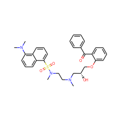 CN(CCN(C)S(=O)(=O)c1cccc2c(N(C)C)cccc12)C[C@@H](O)COc1ccccc1C(=O)c1ccccc1 ZINC000096941784