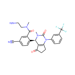 CN(CCN)C(=O)c1cc(C#N)ccc1[C@@H]1C2=C(CCC2=O)N(c2cccc(C(F)(F)F)c2)C(=O)N1C ZINC001772605926