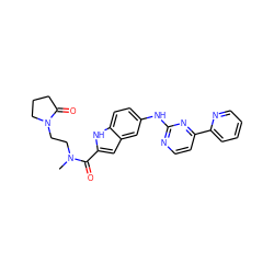 CN(CCN1CCCC1=O)C(=O)c1cc2cc(Nc3nccc(-c4ccccn4)n3)ccc2[nH]1 ZINC000144230289