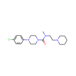 CN(CCN1CCCCC1)C(=O)N1CCN(c2ccc(Cl)cc2)CC1 ZINC000040949861