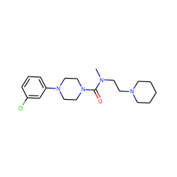 CN(CCN1CCCCC1)C(=O)N1CCN(c2cccc(Cl)c2)CC1 ZINC000040950023