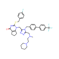 CN(CCN1CCCCC1)Cc1nnc(Cn2c(SCc3ccc(F)cc3)nc(=O)c3c2CCC3)n1Cc1ccc(-c2ccc(C(F)(F)F)cc2)cc1 ZINC000096269797