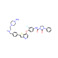 CN(CCN1CCN(N)CC1)Cc1ccc(-c2cc3nccc(Oc4ccc(NC(=O)N5CCN(c6ccccc6)C5=O)cc4F)c3s2)cc1 ZINC000072182467