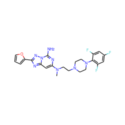 CN(CCN1CCN(c2c(F)cc(F)cc2F)CC1)c1cc2nc(-c3ccco3)nn2c(N)n1 ZINC000028387104