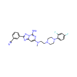 CN(CCN1CCN(c2ccc(F)cc2F)CC1)c1cc2nc(-c3cccc(C#N)c3)nn2c(N)n1 ZINC000040934349