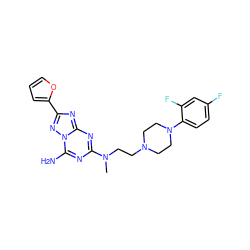 CN(CCN1CCN(c2ccc(F)cc2F)CC1)c1nc(N)n2nc(-c3ccco3)nc2n1 ZINC000028379175