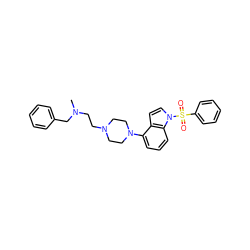 CN(CCN1CCN(c2cccc3c2ccn3S(=O)(=O)c2ccccc2)CC1)Cc1ccccc1 ZINC001772651560