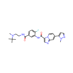 CN(CCNC(=O)c1ccc(F)c(NC(=O)c2cnc3cc(-c4ccnn4C)ccn23)c1)C(C)(C)C ZINC000142445108