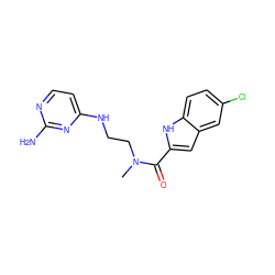CN(CCNc1ccnc(N)n1)C(=O)c1cc2cc(Cl)ccc2[nH]1 ZINC000096906115