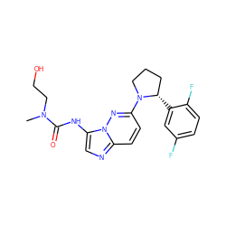 CN(CCO)C(=O)Nc1cnc2ccc(N3CCC[C@@H]3c3cc(F)ccc3F)nn12 ZINC000118242680