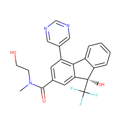 CN(CCO)C(=O)c1cc(-c2cncnc2)c2c(c1)[C@](O)(C(F)(F)F)c1ccccc1-2 ZINC000144825721