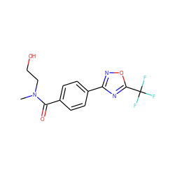 CN(CCO)C(=O)c1ccc(-c2noc(C(F)(F)F)n2)cc1 ZINC000142977211