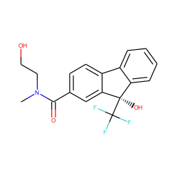 CN(CCO)C(=O)c1ccc2c(c1)[C@](O)(C(F)(F)F)c1ccccc1-2 ZINC000144790848