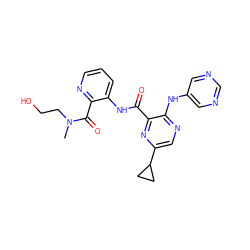 CN(CCO)C(=O)c1ncccc1NC(=O)c1nc(C2CC2)cnc1Nc1cncnc1 ZINC000169701884