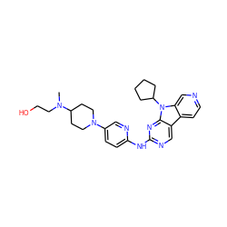 CN(CCO)C1CCN(c2ccc(Nc3ncc4c5ccncc5n(C5CCCC5)c4n3)nc2)CC1 ZINC000169706907