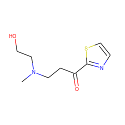 CN(CCO)CCC(=O)c1nccs1 ZINC000045356071