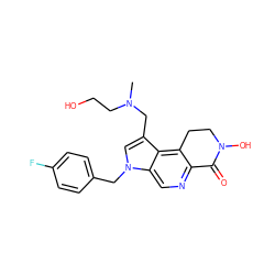 CN(CCO)Cc1cn(Cc2ccc(F)cc2)c2cnc3c(c12)CCN(O)C3=O ZINC000071317975