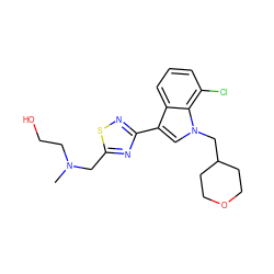 CN(CCO)Cc1nc(-c2cn(CC3CCOCC3)c3c(Cl)cccc23)ns1 ZINC000066105058