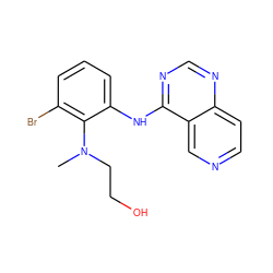 CN(CCO)c1c(Br)cccc1Nc1ncnc2ccncc12 ZINC000029133507