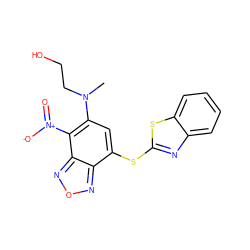 CN(CCO)c1cc(Sc2nc3ccccc3s2)c2nonc2c1[N+](=O)[O-] ZINC000008672153