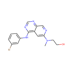 CN(CCO)c1cc2c(Nc3cccc(Br)c3)ncnc2cn1 ZINC000021289062