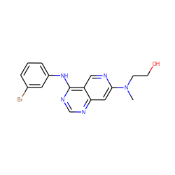 CN(CCO)c1cc2ncnc(Nc3cccc(Br)c3)c2cn1 ZINC000021289201