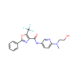 CN(CCO)c1ccc(NC(=O)c2nc(-c3ccccc3)oc2C(F)(F)F)cn1 ZINC000073156118