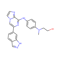 CN(CCO)c1ccc(Nc2nc(-c3ccc4cn[nH]c4c3)cn3ccnc23)cc1 ZINC000147004533