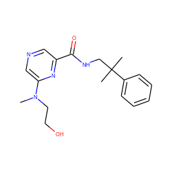 CN(CCO)c1cncc(C(=O)NCC(C)(C)c2ccccc2)n1 ZINC000028882438