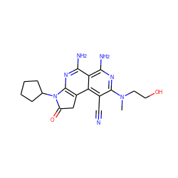 CN(CCO)c1nc(N)c2c(N)nc3c(c2c1C#N)CC(=O)N3C1CCCC1 ZINC000025463353